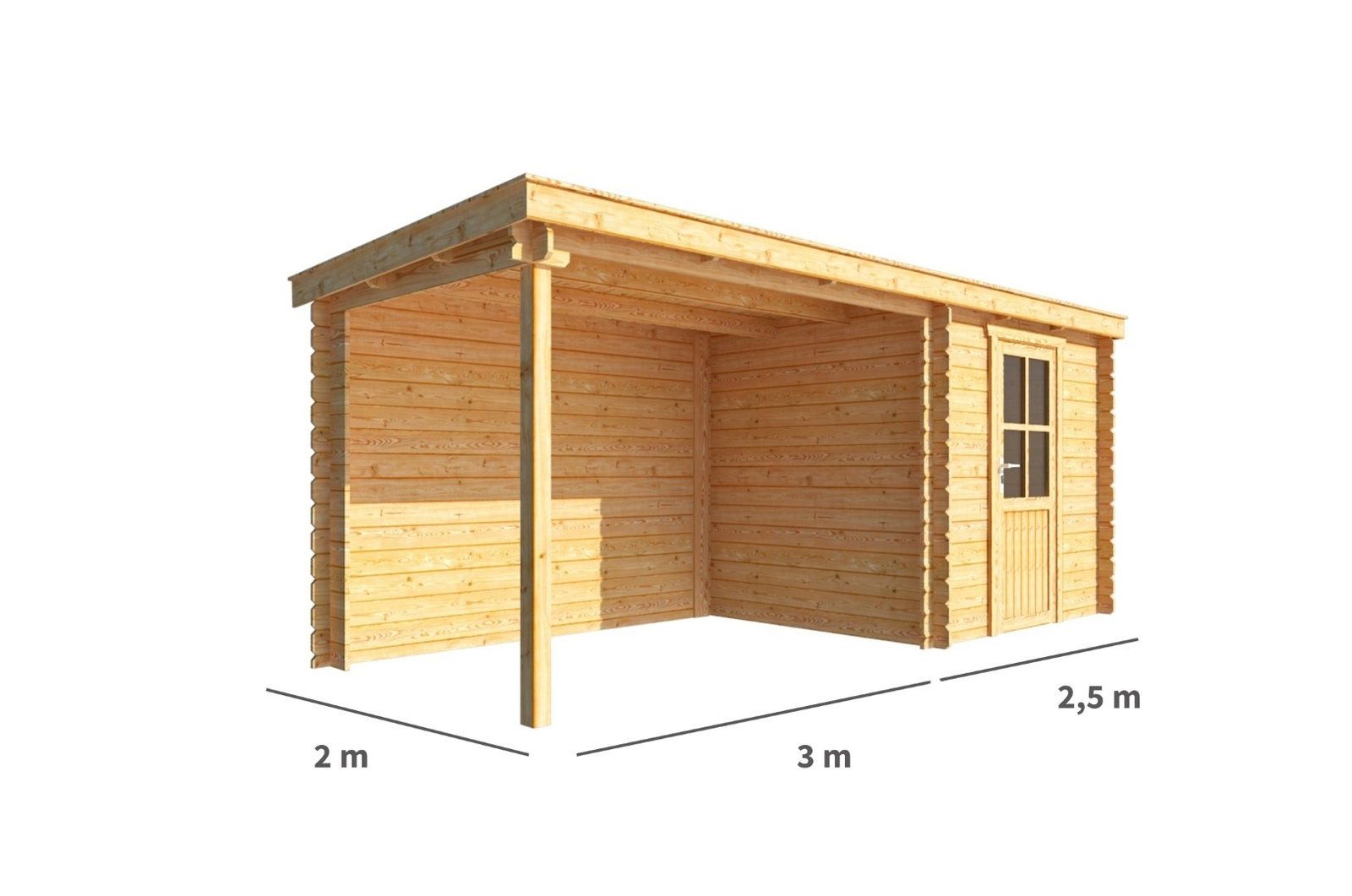 Warentuin collection Blokhut, tuinhuisje met overkapping Els-Nora 550 cm bij 200 cm diep lessenaarsdak 8