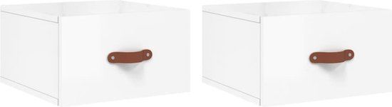 vidaXL Nachtkastjes - Set van 2 - Wandgemonteerd - 35x35x20 cm - Hoogglans Wit