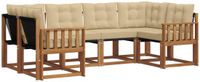 vidaXL Hoek loungeset 6-delig Acaciahout Natuurlijk en Beige