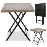 BRUBAKER Tuintafel Toskana, 58 x 58 cm, balkontafel, weerbestendig, van polyrotan en metaal, bijzettafel, inklapbaar, campingtafel, vierkant, klaptafel voor balkon, terras, bistrotafel, bruin