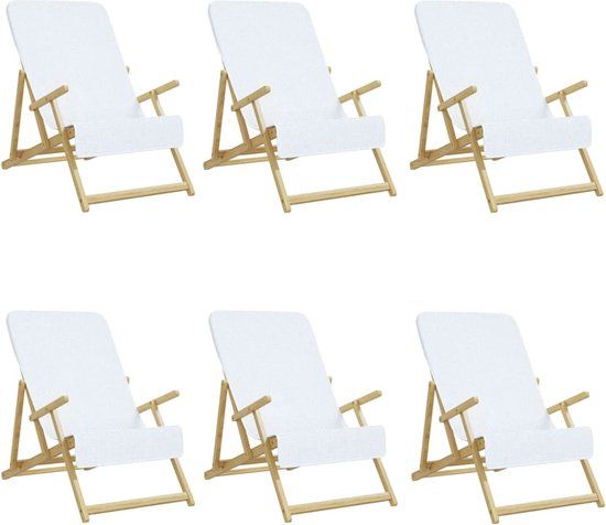 vidaXL Strandhanddoeken - 6 stuks - Wit - Katoen/Polyester - 60x135 cm