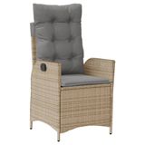 VidaXL Fauteuil de jardin réglable avec coussins poly rotin mélangé beige