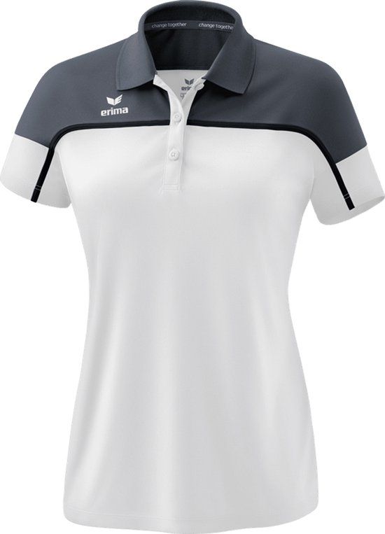 Erima Change Polo Dames - Wit / Slate Grey / Zwart - Maat 34