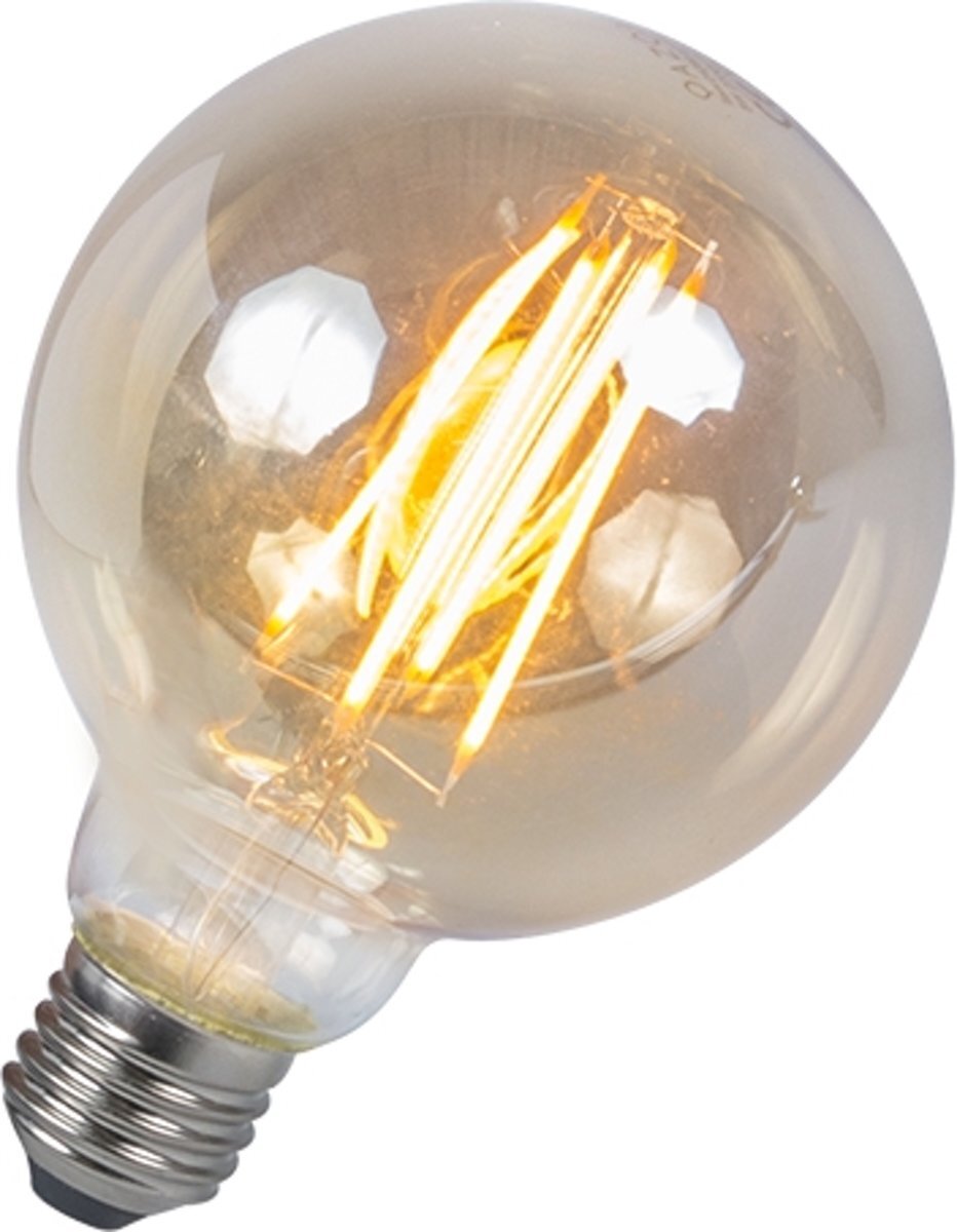 QAZQA LED filament lamp E27 5W 2200K G95 smoke dimbaar