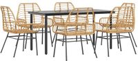 vidaXL 7-delige tuinset polyrattan bruin