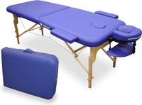 Opvouwbare WELLCORE Opvouwbare massagetafel, hout, kunstleer, 185 x 65 cm, blauw