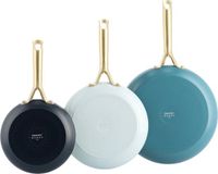 GreenPan Shades Set de poêles 3 pièces - 20/24/28cm - Revêtement antiadhésif sans PFAS - Set de poêles induction - Poêle céramique - Résistant au four jusqu'à 220°C - Sans couvercle - Coastal