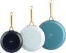GreenPan Shades Set de poêles 3 pièces - 20/24/28cm - Revêtement antiadhésif sans PFAS - Set de poêles induction - Poêle céramique - Résistant au four jusqu'à 220°C - Sans couvercle - Coastal