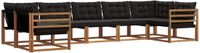 vidaXL - Hoek loungeset - 7 zitplaatsen - Acacia hout - Naturel en zwart