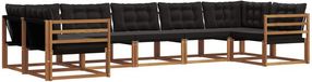 vidaXL - Ensemble de salon d'angle - 7 places - Acacia bois - Naturel et noir