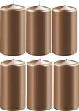 Enlightening Candles 8x Metallic koperen cilinderkaarsen/stompkaarsen 6 x 15 cm 58 branduren - Geurloze kaarsen metallic koper - Woondecoraties