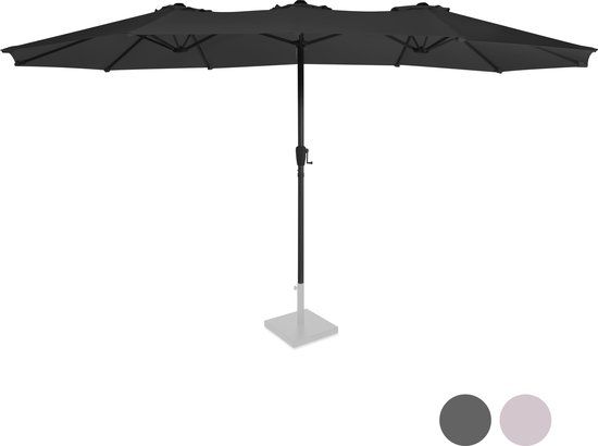 VONROC Premium Parasol Iseo - 460x270cm - Ovaal - Zwart - Incl. beschermhoes