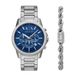 Armani Exchange Heren Horloge Geschenkset AX7176SET 44 mm Zilverkleurig / Blauw