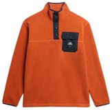Superdry Fuji-fleecetrui met halve drukknoopsluiting Heren Mango Orange L