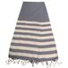 Atout Ciel Serviette de plage, fouta, rayée, avec franges, 90 x 180 cm, bleu marine