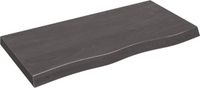vidaXL - Wastafelblad - 100x50x(2-6) cm - Massief Eikenhout - Donkerbruin