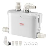 VEVOR Fognario WC-versnipperingspomp, 500 W, debiet 110 lpm, opvoerhoogte 8 m, met 4 wateringangen, afvalwaterafvoermachine voor keuken, kelder, douche
