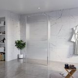 Fortifura Galeria Vrijstaande Inloopdouche - 100x200cm - helder geribbeld - antikalk - 8mm veiligheidsglas - 2 zijwanden - 30cm - wandsteunen en hoekprofielen - hoogglans chroom