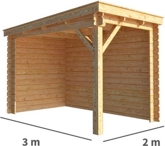 Merkloos Overkapping Els 200 cm bij 300 cm diep Lessenaarsdak bruin