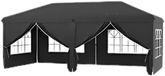 Bolt Edge Tente de réception avec parois latérales - 300x600cm - Pliable - Noir - Easy up - Pavillon - Imperméable résistant aux intempéries - Réglable en hauteur