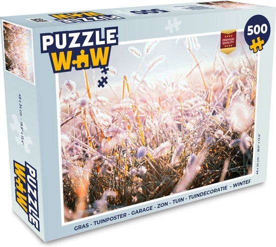 MuchoWow Puzzel Gras - Zon - Winter - Sneeuw - Legpuzzel - Puzzel 500 stukjes - Sinterklaas cadeautjes - Sinterklaas voor grote kinderen