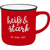 GRUSS & CO Espressokopje motief heet | mini-mok van porselein, 10 cl, zakjes met geschenkbanderol | cadeau vrienden, verjaardag | 74745