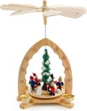 BRUBAKER 1-Verdieping Houten Kerstpiramide - 30 cm - kerstboom met winterlandschap