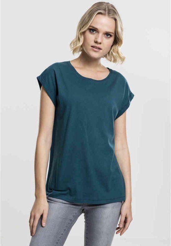 Urban Classics Extended Shoulder Tee Dames T-shirt - petrol - XS