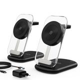 Mag-Safe 2 stuks 3-in-1 15W draadloze oplader voor iWatch iPhone 17/16/15/14/13/12, 3/2/Pro, zwart