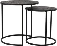 Light & Living Bijzettafel Doba - Antiek Zwart - Ø50cm - Industrieel