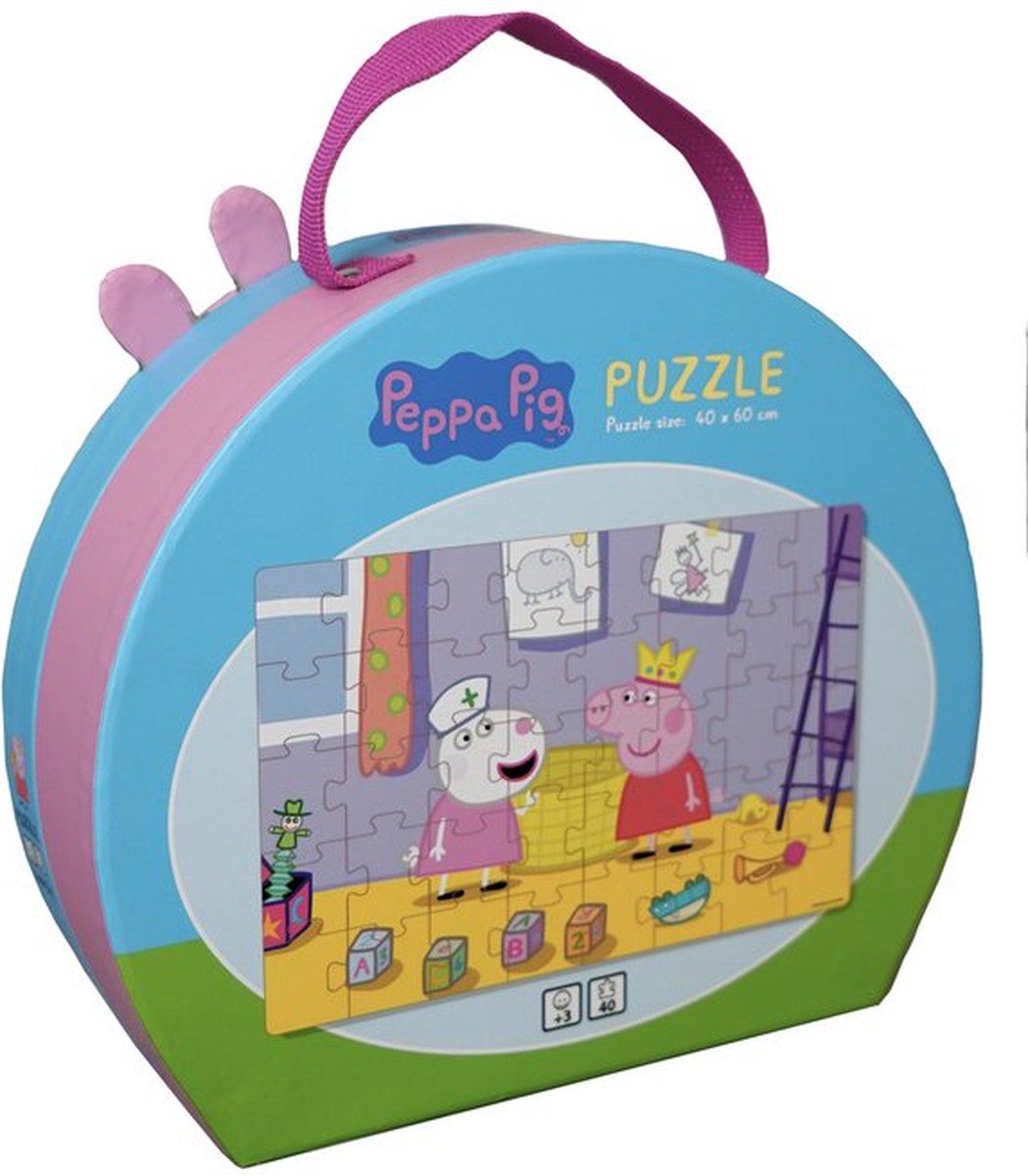 Barbo Toys Peppa Pig Puzzelkoffer - 40 stukjes - Roze/Blauw