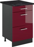 Vicco Keukenonderkast R-Line, Rode hoogglans/Antraciet, 50 cm