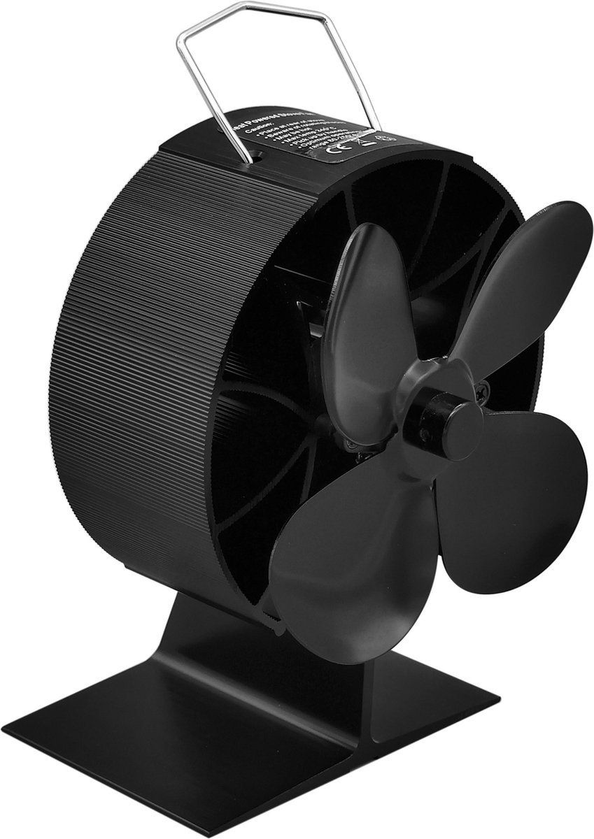 WOLFF MOUNT Haardventilator - Warmte aangedreven ventilator - Kachelventilator - Zwart