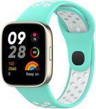 By Qubix Qubix Siliconen Sportband Turquoise met Wit Geschikt voor Xiaomi Redmi Watch 3