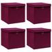 VidaXL Opbergboxen met deksel 4 st 32x32x32 cm stof donkerrood