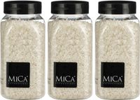 Mica Decorations decoratie steentjes / granulaat - 3x - 650 ml - 2-4 mm - mat wit - siergrind