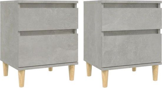 vidaXL Nachtkastjes Set van 2 - Betongrijs - 40x35x50 cm