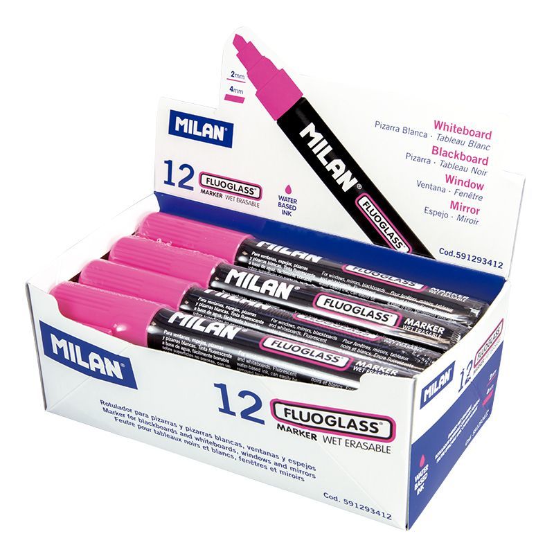 Milan 591293412 - Marker - 12 stuks - Roze/Zwart - 4mm