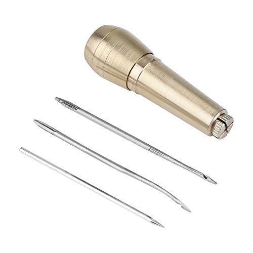 HEEPDD 3 naalden vintage koperen handvat naaien polletje met haken hand steken schoenen reparatie gereedschap voor leer zeildoek tas zware stof