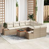 vidaXL Tuinbank Set Beige Poly Rattan