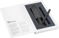 LAMY Swift Rollerpen 330 Set | Roestvrij staal zwart | Inclusief LAMY M 66 B rollerballvulling blauw | Echtleren etui zwart voor 2 schrijfinstrumenten