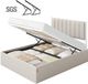 VASAGLE Bedframe 140 x 200 cm met opbergruimte onder het bed - Hoofdbord cappuccino beige