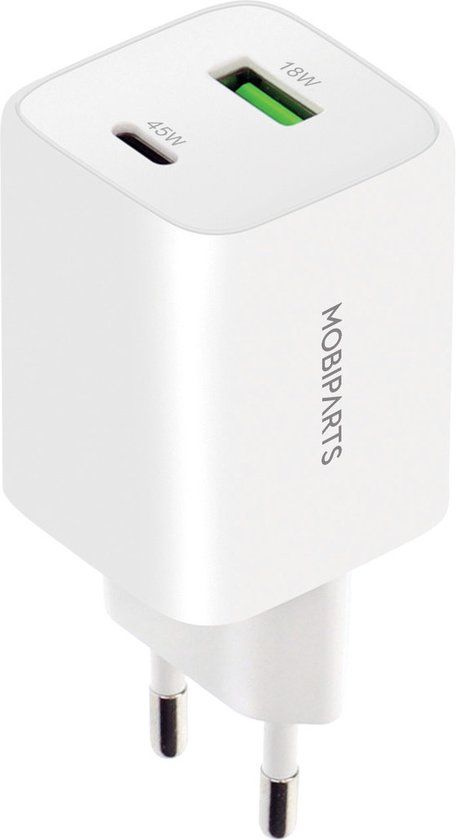 Mobiparts 45W USB-C & USB-A GaN Snellader - Wit