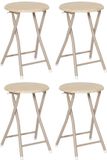Home Deco Factory Tabouret Nova - Set van 4 - Beige - Hout/Metaal - D30 x H45 cm