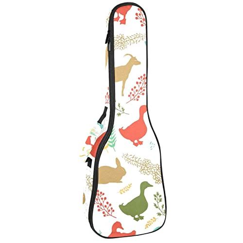 Mersov Tenor Ukulele Gigbag Waterdichte Ukelele Case Gewatteerde Rugzak, Geweldig voor Sopraan Concert (21/23/24") Kleurrijk Landleven