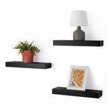 Amazon Basics Houten zwevende wandplanken, set van 3 stuks, zwart, 40,1 cm x 12,7 cm x 4,6 cm