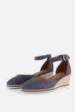 Tamaris - Dames - Hoge hakken - Blauw - Textiel - Sleehak - Maat 41