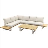 Suns Nardo hoek loungeset 3 delig naturel mixed weave / camel sand teak