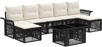 vidaXL Tuinbank Set 8 st Zwart en Crème Wit poly rattan