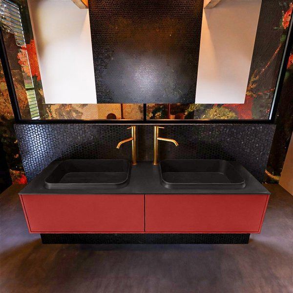 Mondiaz ERIN 150cm badmeubelset onderkast Fire 2 lades dubbele wastafel RIDGE Urban